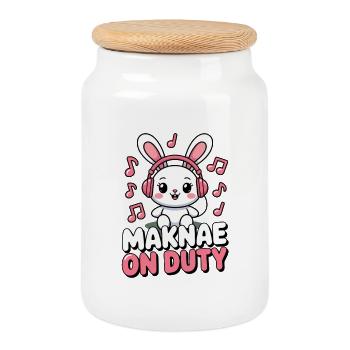 Fan de K-Pop Drôle Corée Maknae - Boîte à biscuits avec couvercle en bois - blanc - Devant