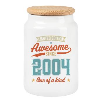 Génial depuis 2004 - Boîte à biscuits avec couvercle en bois - blanc - Devant