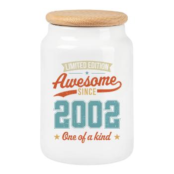 Awesome Since 2002 - Cookie Jar with Wooden Lid - white - Front