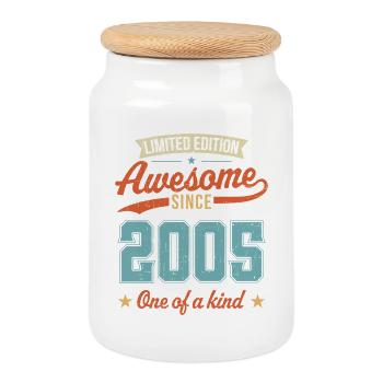Awesome Since 2005 - Cookie Jar with Wooden Lid - white - Front