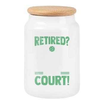 Retirement Grandpa Grandma Pickleball Player Gift - Cookie Jar with Wooden Lid - white - Front