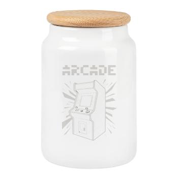 ARCADE Retro Arcade Machine à sous des années 80 Gamer des années 90 - Boîte à biscuits avec couvercle en bois - blanc - Devant