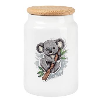 Koala - Cookie Jar with Wooden Lid - white - Front