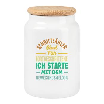 Podomètre? J’utilise le détecteur de mouvement - Boîte à biscuits avec couvercle en bois - blanc - Devant