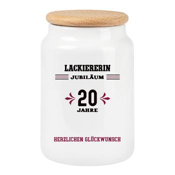 Lackiererin 20 Jahre Jubiläum 20. Jubi Lackiererei - Keksdose mit Holzdeckel - Weiß - Vorne
