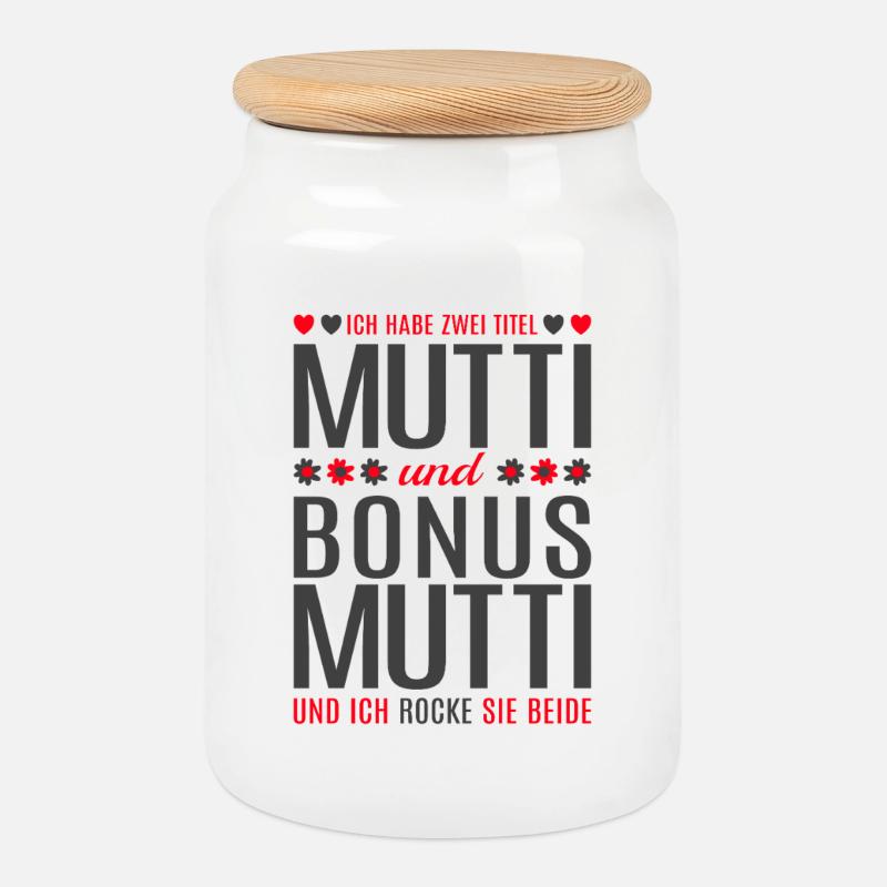 Mama Mutti Mutter Bonus Mutti Muttertag Geschenk - Keksdose mit Holzdeckel - Weiß