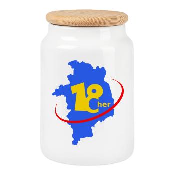 Logo 18 Abteilung von Cher - Keksdose mit Holzdeckel - Weiß - Vorne