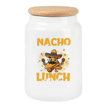 Nacho Average Lunch Lady Funny Taco - Cookie Jar with Wooden Lid - white - Front