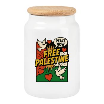 Free Palestine - Paix et solidarité pop art - Boîte à biscuits avec couvercle en bois - blanc - Devant