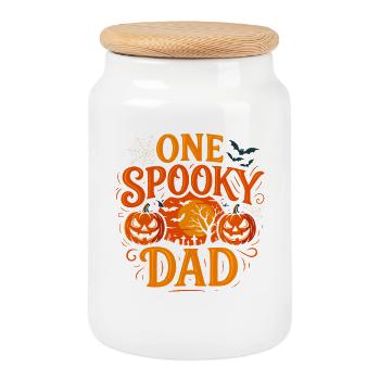 Un papa effrayant Fête d’Halloween Fun - Boîte à biscuits avec couvercle en bois - blanc - Devant