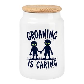 Groaning is Caring Zombie Humor - Cookie Jar with Wooden Lid - white - Front