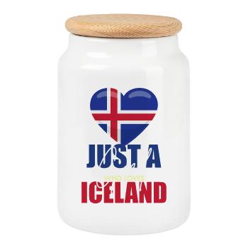 Iceland Heart Love Tee - Keksdose mit Holzdeckel - Weiß - Vorne
