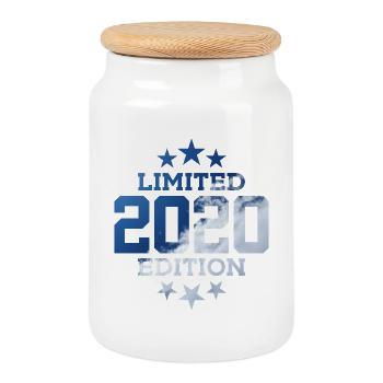 LIMITED EDITION 2020 6TH BIRTHDAY - Cookie Jar with Wooden Lid - white - Front