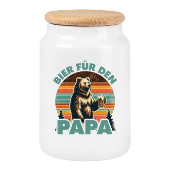 Father-to-be BEER FOR DAD Funny - Cookie Jar with Wooden Lid - white - Front