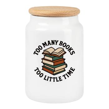 Livres Humour Amateurs de livres - Boîte à biscuits avec couvercle en bois - blanc - Devant