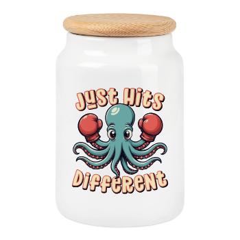 Just Hits Different - Cookie Jar with Wooden Lid - white - Front