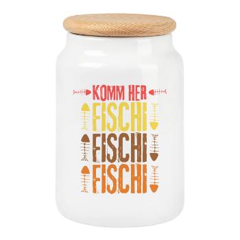 Come here Fischi Fischi Fischi Fischi - Cookie Jar with Wooden Lid - white - Front