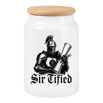 Sir Tified Knight Funny Renaissance Faire Men LARP - Keksdose mit Holzdeckel - Weiß - Vorne