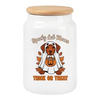 Spooky Lab Mama Halloween - Boîte à biscuits avec couvercle en bois - blanc - Devant