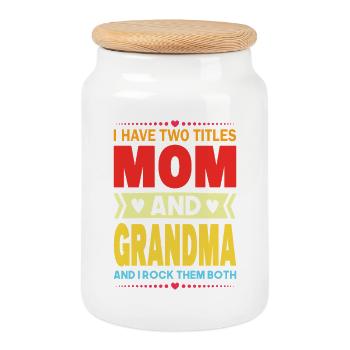 Maman et grand-mère drôle disant grand-mère fête des mères - Boîte à biscuits avec couvercle en bois - blanc - Devant