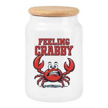Feeling Crabby - Cookie Jar with Wooden Lid - white - Front