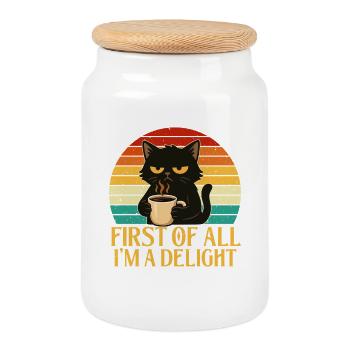 Zunächst einmal bin ich ein Genuss Sassy Coffee - Keksdose mit Holzdeckel - Weiß - Vorne