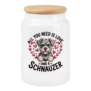 Schnauzer Shirt for Dog Mom & Dog Dad - Cookie Jar with Wooden Lid - white - Front