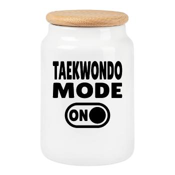 Taekwondo Mode ON – Power for martial arts fans - Cookie Jar with Wooden Lid - white - Front