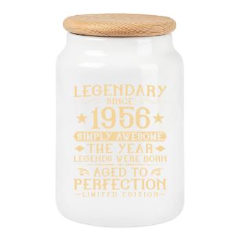 70th Birthday Vintage Vintage 1956 Gift - Cookie Jar with Wooden Lid - white - Front