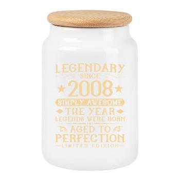 18. Geburtstag Vintage Jahrgang 2008 Geschenk - Keksdose mit Holzdeckel - Weiß - Vorne