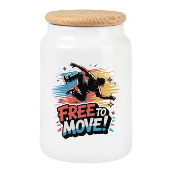 Free to Move Dance Burst - Cookie Jar with Wooden Lid - white - Front