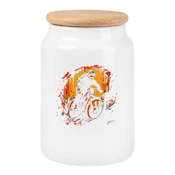 Illustration de VTT - Boîte à biscuits avec couvercle en bois - blanc - Devant
