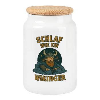 Dormez comme une chemise de nuit viking - Boîte à biscuits avec couvercle en bois - blanc - Devant
