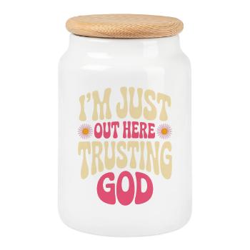 Chemise à motif God Trust - Boîte à biscuits avec couvercle en bois - blanc - Devant