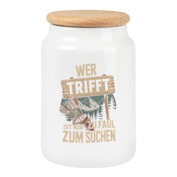 Archery design for archers and courses - Cookie Jar with Wooden Lid - white - Front