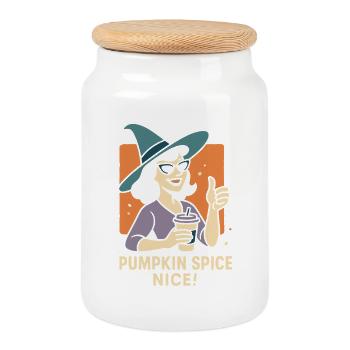 Pumpkin Spice Schönes Halloween Kaffeeliebhaber Kostüm - Keksdose mit Holzdeckel - Weiß - Vorne