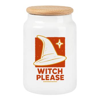 Witch Please Halloween Costume Funny Saying - Cookie Jar with Wooden Lid - white - Front