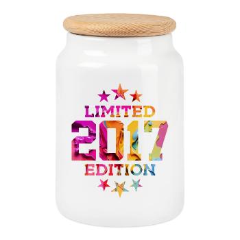 LIMITED EDITION 2017 9TH BIRTHDAY - Cookie Jar with Wooden Lid - white - Front