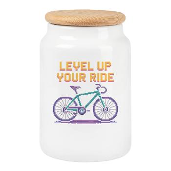 Cycling Cycling Mountain Bike MTB - Cookie Jar with Wooden Lid - white - Front