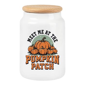 Meet me at the pumpkin patch - Cookie Jar with Wooden Lid - white - Front