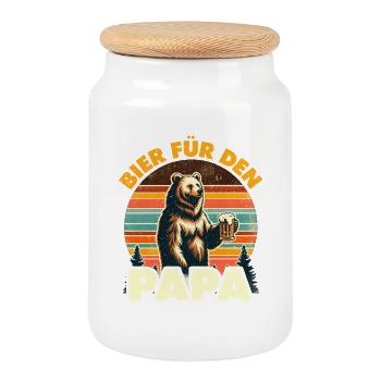Father-to-be BEER FOR DAD Funny - Cookie Jar with Wooden Lid - white - Front