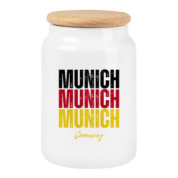 München, Deutschland, Souvenir von München - Keksdose mit Holzdeckel - Weiß - Vorne