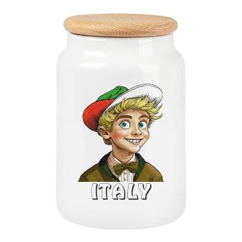 JUNGE ITALIEN ITALY - Keksdose mit Holzdeckel - Weiß - Vorne
