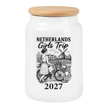 Night Star Skyline - Cookie Jar with Wooden Lid - white - Front