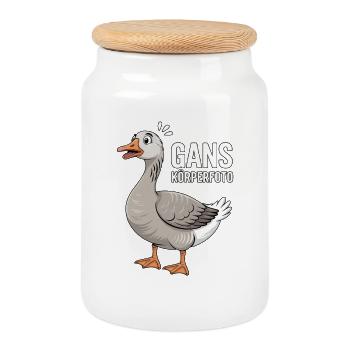 Goose Body Photo Funny Goose Pun - Cookie Jar with Wooden Lid - white - Front