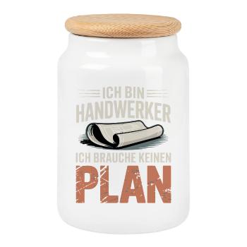 Craftsmen without a plan - Cookie Jar with Wooden Lid - white - Front