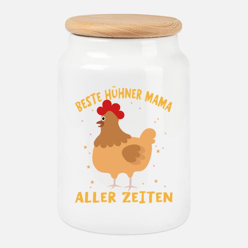 Beste Hühner Mama Aller Zeiten - Keksdose mit Holzdeckel - Weiß