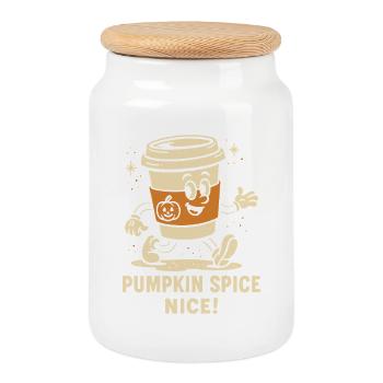 Pumpkin Spice Schöner Lustiger Kaffee Halloween Spruch - Keksdose mit Holzdeckel - Weiß - Vorne