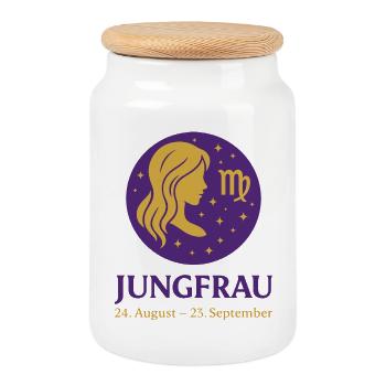 Sternzeichen Jungfrau - Keksdose mit Holzdeckel - Weiß - Vorne