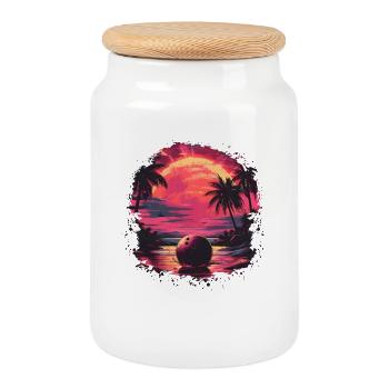 Bowling alley Steamwave - Cookie Jar with Wooden Lid - white - Front